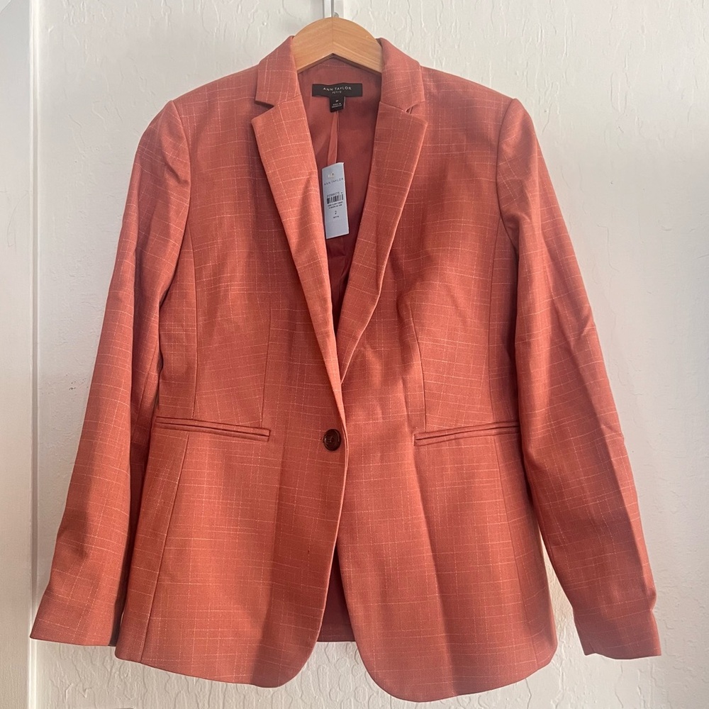[NEW!] ANN TAYLOR Long One Button Bi-Stretch Suiting Blazer in Rose Pink: 2P